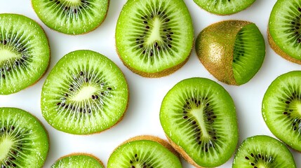 Fototapeta premium kiwi slices on white background