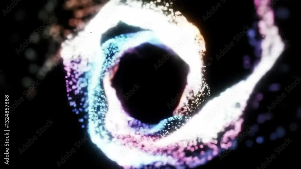 Poster digital black hole with purple particle effects for voice assistant visualization. abstract cosmic p