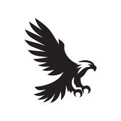Flying Eagle Silhouette – Bold Black Vector Logo

