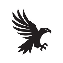 Flying Eagle Silhouette – Bold Black Vector Logo

