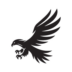 Flying Eagle Silhouette – Bold Black Vector Logo

