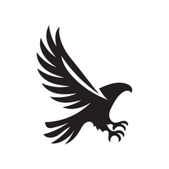 Flying Eagle Silhouette – Bold Black Vector Logo


