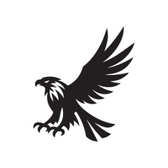 Flying Eagle Silhouette – Bold Black Vector Logo

