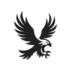 Flying Eagle Silhouette – Bold Black Vector Logo

