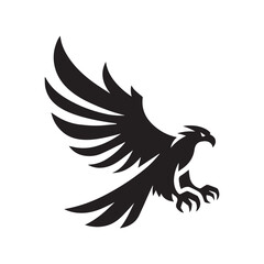 Flying Eagle Silhouette – Bold Black Vector Logo

