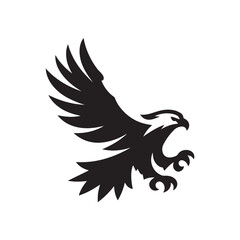 Flying Eagle Silhouette – Bold Black Vector Logo

