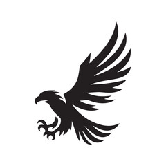 Flying Eagle Silhouette – Bold Black Vector Logo

