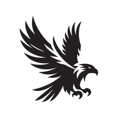 Flying Eagle Silhouette – Bold Black Vector Logo

