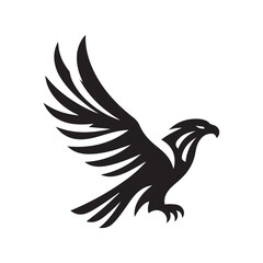 Flying Eagle Silhouette – Bold Black Vector Logo

