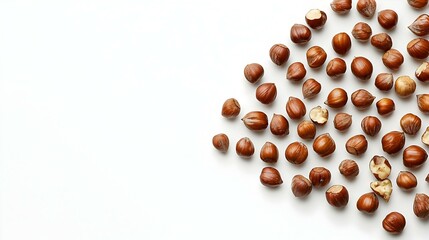 Hazelnuts on white background