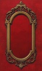 Ornate gold frame, red background, elegant design, blank space, ideal for invitations