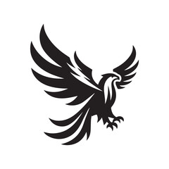 Flying Eagle Silhouette – Bold Black Vector Logo

