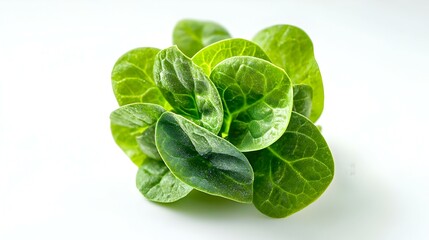 Fototapeta premium Pile of fresh green baby spinach leaves isolated