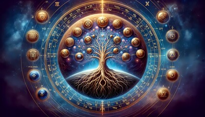 blue background tree of life