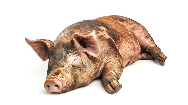 isolated dead head pig on white background