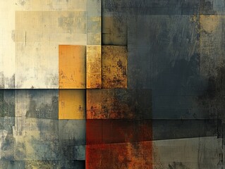 Abstract Geometric Composition: Earthy Tones and Textured Layers