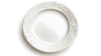 Empty vintage porcelain plate cutout Textured