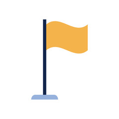 Vector Illustration of a Yellow Flag on a Pole Representing a Milestone, Goal Achievement, or Navigation Marker in a Simple Flat Minimalist Style