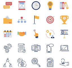 Set of office work vector icons with a white background