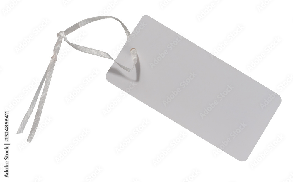 Poster rectangular white paper tag on a string on an isolated background