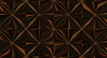 Fototapeta premium Abstract Geometric Brown and Green Starburst Pattern Seamless Texture Background