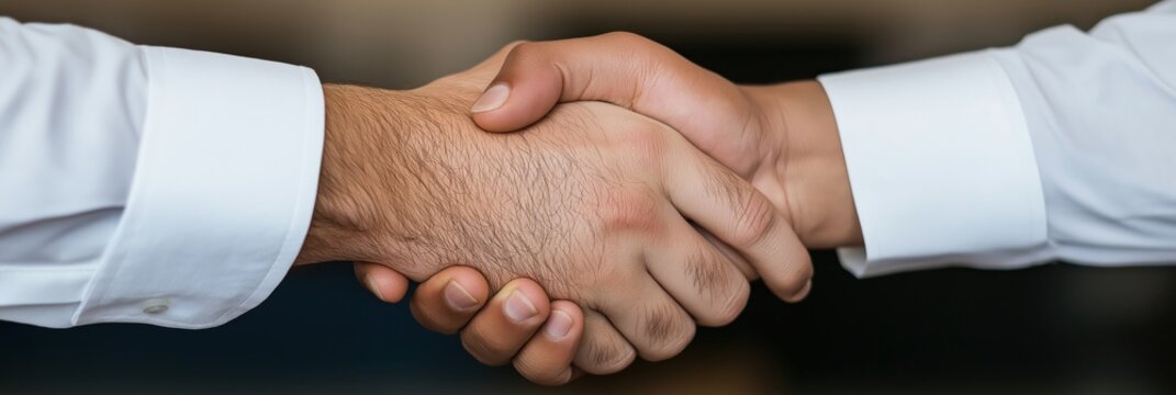 A powerful image of two individuals engaged in a handshake, representing trust, professionalism, and the successful conclusion of an agreement in a business context.
