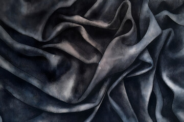Obraz premium Abstract black leather texture with soft folds and gradients, perfect for luxury backgrounds, artistic designs, high-end branding, elegant decor, fashion concepts, and premium presentations