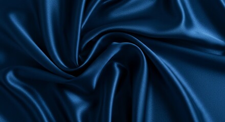 Fototapeta premium Luxurious Deep Blue Satin Fabric Drape Smooth Texture Elegant Textile Background