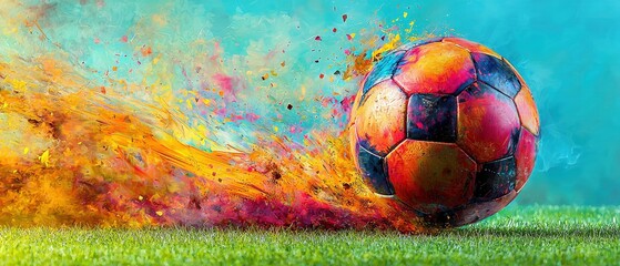Colorful Soccer Ball in Motion - Abstract Sports Art