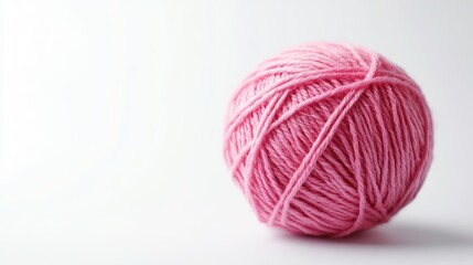 Pink ball of yarn on a white background. Suitable for crafts, knitting, crochet, or hobby-related themes