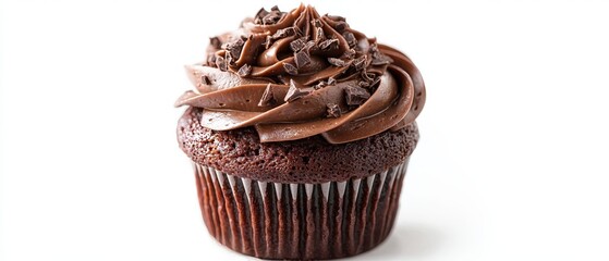 Delicious Chocolate Cupcake with Chocolate Frosting and Shavings