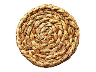 Intricate, circular woven coaster.  Natural, earthy tones.  Perfect for adding rustic charm to home décor, blogs, websites, or craft projects.