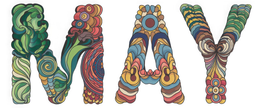 Word MAY. Vector decorative zentangle object
