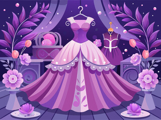 vector of  Lilac engagement dress