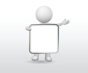 3D white people man  - Announcement blank space vector illustration 