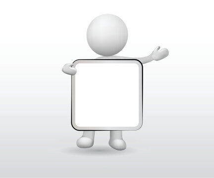 3D white people man  - Announcement blank space vector illustration 