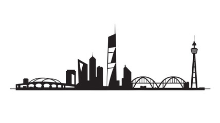 Vector illustration of a cityscape skyline silhouette on a white background 