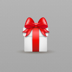 A bright gift box with a neatly tied bow, designed in stylish vector graphics. Detailed ribbon folds and glossy box edges add depth, creating a realistic effect. PNG background