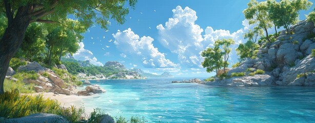 Serene Coastal Paradise Breathtaking Beach and Ocean View