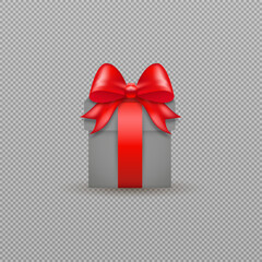 A bright gift box with a neatly tied bow, designed in stylish vector graphics. Detailed ribbon folds and glossy box edges add depth, creating a realistic effect. PNG background