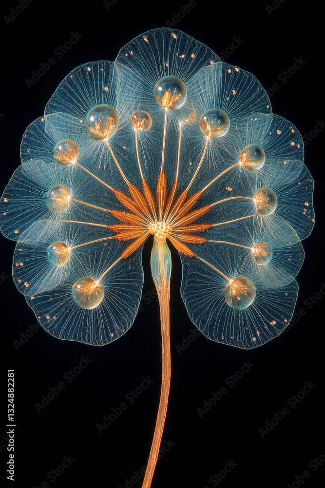 Canvas Prints a close up of a dandelion with water droplets on it