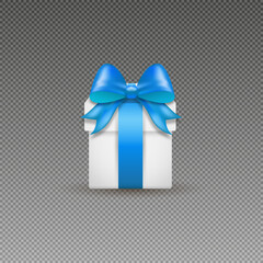 A bright gift box with a neatly tied bow, designed in stylish vector graphics. Detailed ribbon folds and glossy box edges add depth, creating a realistic effect. PNG background
