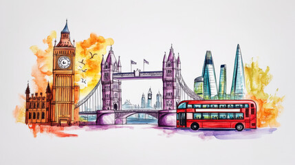 Obraz premium London. Set of detailed isometric vector. English bus, Tower Bridge and Big Ben. Infographics EPS 8.