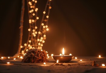 Ramadan Kareem Lantern with Warm Lights and Spiritual Ambiance
