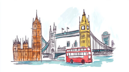 Obraz premium London. Set of detailed isometric vector. English bus, Tower Bridge and Big Ben. Infographics EPS 8.