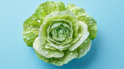 Fototapeta premium Dew-Kissed Lettuce A Fresh and Vibrant Image