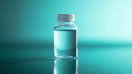 Medical Vial with Clear Liquid and White Label in Sterile Lab


