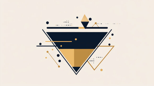 Funnel low poly wireframe isolated black on white background. Abstract mash line and point origami. Vector illustration. Big datta or sales funnel concept with geometry triangle.