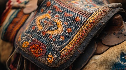 Yak racing Nepal handcrafted saddle intricate design colorful textiles traditional craftsmanship nomadic heritage artisanal details
