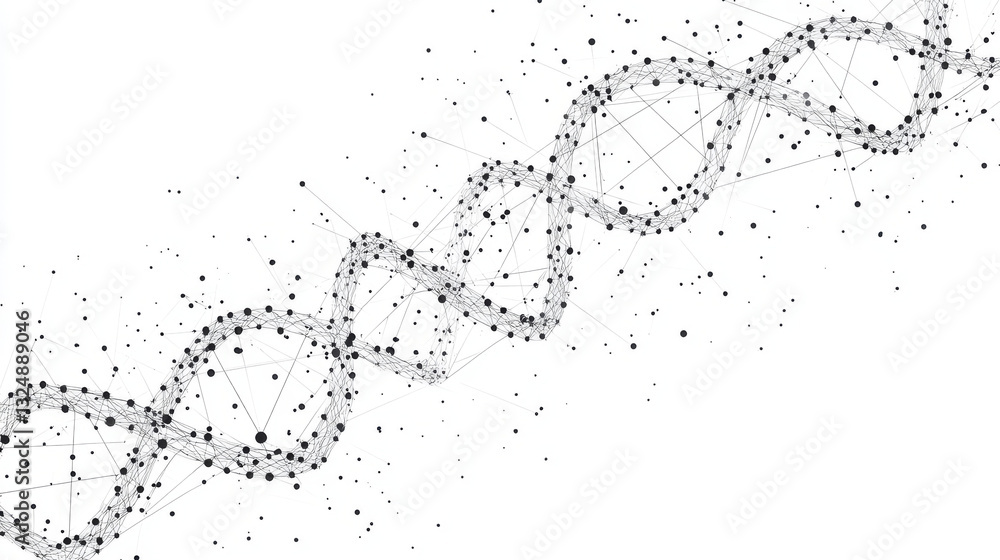 Poster dna chain. isolated black vector illustration in low-poly style on a white background. the drawing c